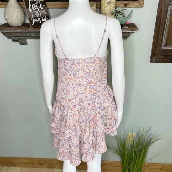 Prose and Poetry Asymmetrical Chiffon Ruffle Floral Spaghetti Strap Dress - Picture 2 of 16